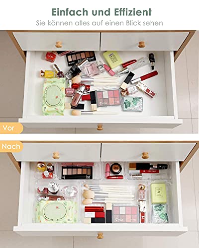 10 Pcs Cajas Organizadoras, Organizador maquillaje, Cajas Bandejas de Plástico Transparente Apilables Almacenamiento para Cajones, Adecuado para guardar Maquillaje, Joyería, Habitación, Oficina