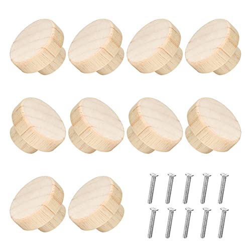 10 Pcs Pomos de Madera,Tiradores de madera,Pomos de Madera para Cajones,Tiradores Redondos de Madera para Armarios,Cocina,Cajones,Dormitorio,Aparador(30mm)