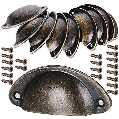 10 pcs Tiradores de Metal Vintage Bronce Manillas Manijas para Puertas de Muebles Antiguos Armarios Cajones de Habitación Cocina Baño con Tornillos