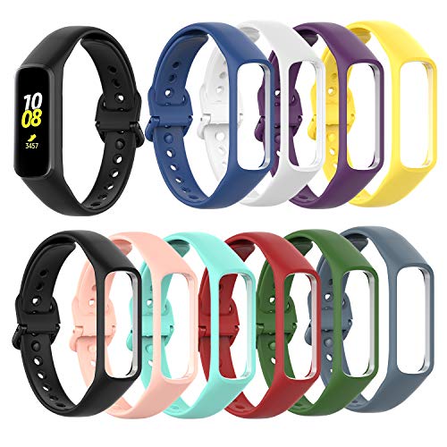 (10 unidades) Chofit Correas compatibles con Samsung Galaxy Fit 2 SM-R220 Correa, Clásico Reemplazo Suave Silicona Deportiva Pulsera Brazo Banda para Galaxy Fit 2 SM-R220 Fitness Tracker