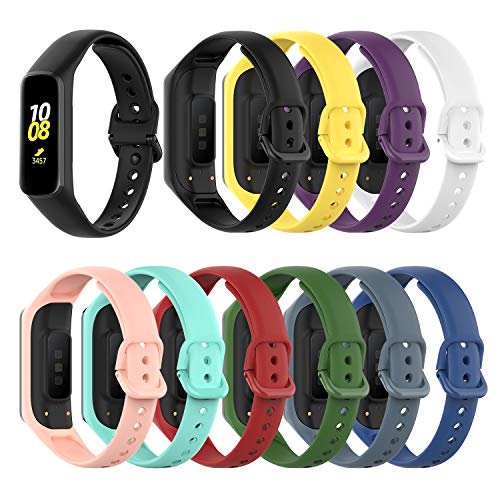 (10 unidades) Chofit Correas compatibles con Samsung Galaxy Fit 2 SM-R220 Correa, Clásico Reemplazo Suave Silicona Deportiva Pulsera Brazo Banda para Galaxy Fit 2 SM-R220 Fitness Tracker