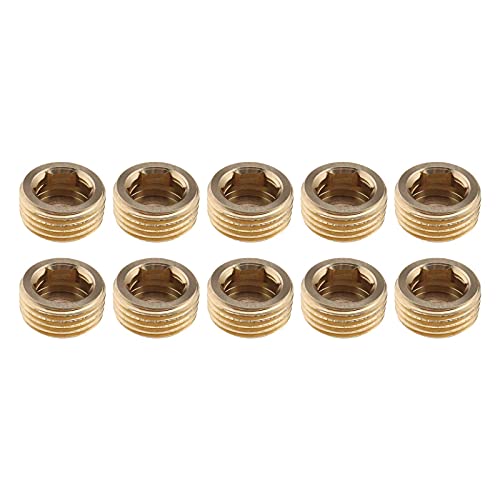 10 x Rosca exterior interior cabeza hexagonal 1/2 pulgadas adaptador conector conector de latón para tubería de agua solar, tubo neumático dorado