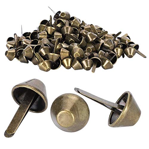 100 Pcs Remaches Remaches De Hierro,Bronce Remaches De Metal Remaches De Piel Bricolaje Espárragos Espigas Remaches Remaches De Cuero Doble Tapa Remache Para Bricolaje, Bolsa, Zapatos Reparaciones