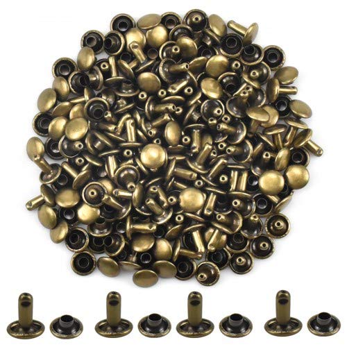 100 Set Remaches de Cuero Remaches de Doble Cara Bronce Remaches de Metal Tubular Studs para Bricolaje Artesanía de Cuero Bolsa Zapatos Decoración Reparaciones 8 × 8 mm