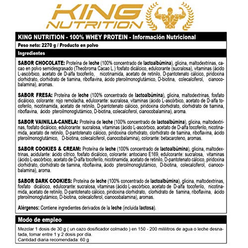 100% Whey Protein 2,27 kg King Nutrition Proteina Concetrada 80% Vainilla Canela