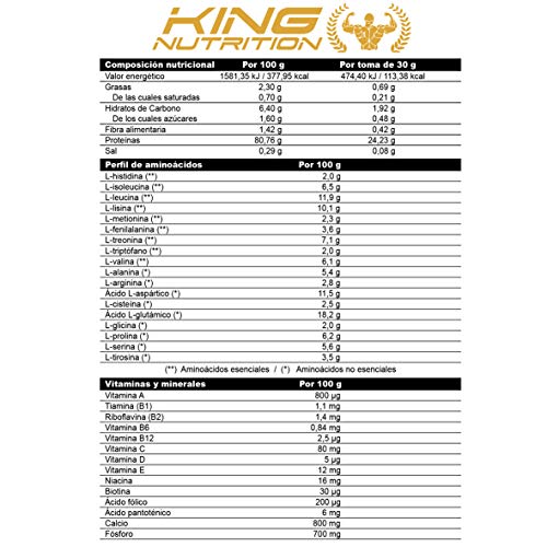 100% Whey Protein 2,27 kg King Nutrition Proteina Concetrada 80% Vainilla Canela