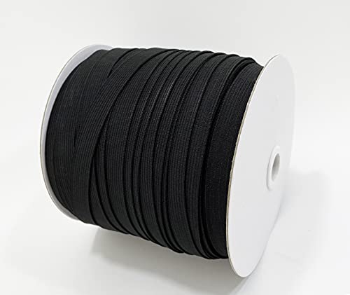 100M Bandas elásticas costura planas fina , total 5 medidas,,para que los clientes tengan diferentes opciones, adecuadas para ropa interior, fundas de sofá. Máscaras, etc., negro, (15mmX100M, 332).