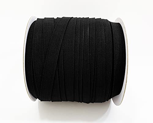 100M Bandas elásticas costura planas fina , total 5 medidas,,para que los clientes tengan diferentes opciones, adecuadas para ropa interior, fundas de sofá. Máscaras, etc., negro, (15mmX100M, 332).