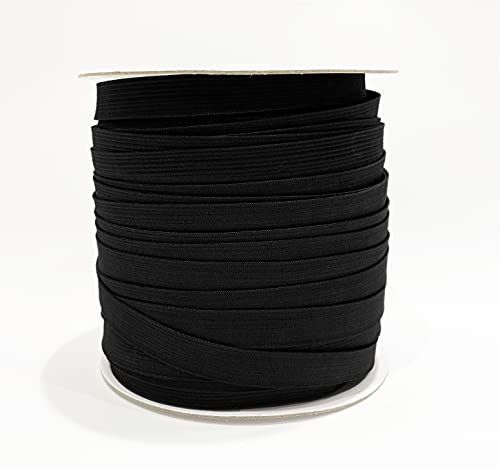 100M Bandas elásticas costura planas fina , total 5 medidas,,para que los clientes tengan diferentes opciones, adecuadas para ropa interior, fundas de sofá. Máscaras, etc., negro, (15mmX100M, 332).