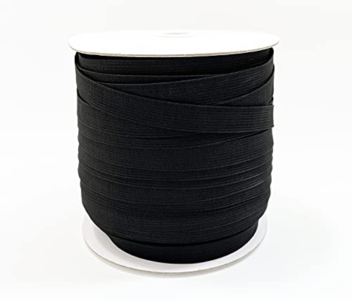 100M Bandas elásticas costura planas fina , total 5 medidas,,para que los clientes tengan diferentes opciones, adecuadas para ropa interior, fundas de sofá. Máscaras, etc., negro, (15mmX100M, 332).