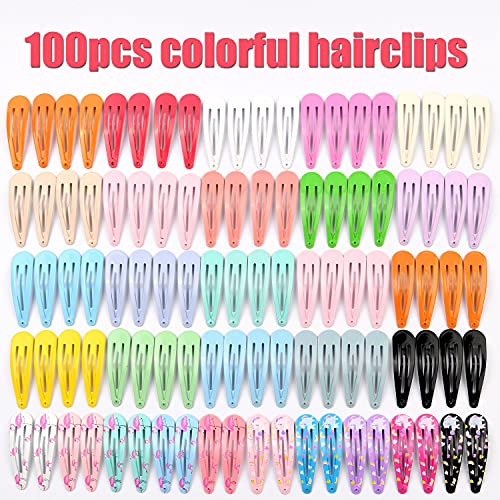 100pcs Pinza Pelo Niña Horquillas de Pelo y 200pcs Gomas Pelo Niña Pequeña, Hebillas Pelo Lazos para el Cabello Elásticas Bandas de Pelo Multicolores Accesorios para el Cabello para Bebés Niñas