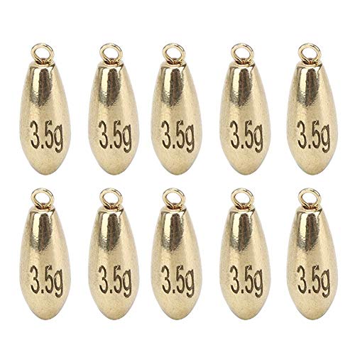 10PCS 3.5G Pesca Peso Sinker Reutilizable Oliva Forma Aleación Cobre Sinkers Rápidamente Bucear Pesos de Pesca