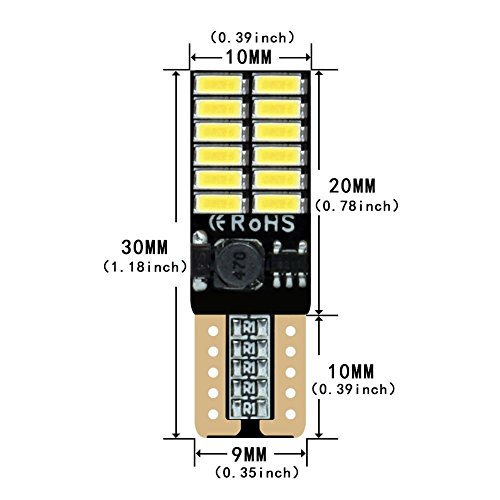 10pcs T10 LED canbus 6000K W5W bombilla led no error de cuña 194 Luces de posición Placa de la lámpara del coche Juego Interior del coche 12V Blanco