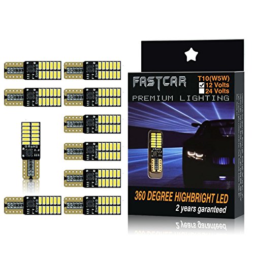 10pcs T10 LED canbus 6000K W5W bombilla led no error de cuña 194 Luces de posición Placa de la lámpara del coche Juego Interior del coche 12V Blanco