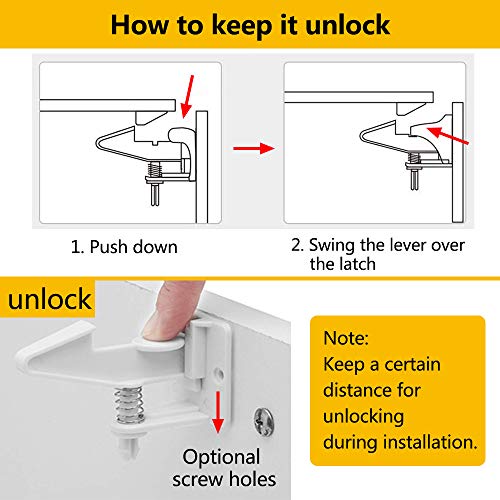 12 Piezas Bloqueo De Seguridad Para Bebés y Niños, Cerraduras De Seguridad Para Cajones Armarios Para Armarios Cajones Bloqueo Totalmente Diseño Invisible Sin Tornillos o Perforación (Blanco)