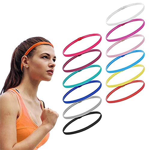 12 Piezas Diadema Deportiva para Mujer, Banda Elástica para el Pelo, Diadema Deportiva Elásticas, Cinta de Pelo Deportiva Antideslizante, 12 Colores, Se Utiliza para Correr, Fútbol, Yoga y Fitness