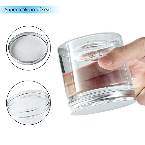 12 tarros pequeños de plástico transparente sin BPA con tapa de rosca de aluminio (6 piezas x 350ml, 6 piezas x 150ml, 15 piezas de etiquetas de pizarra negra)