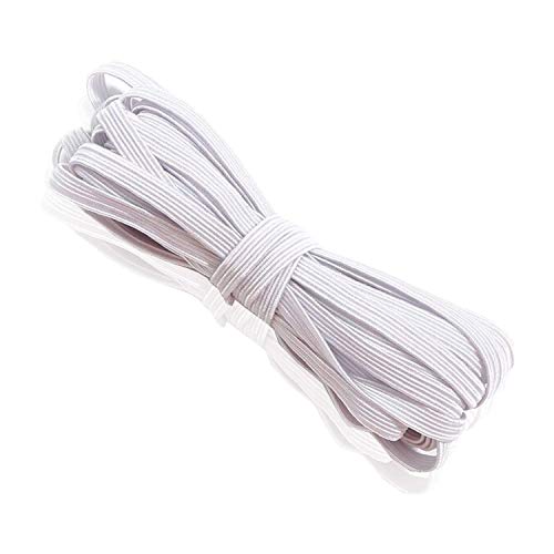 12mm X 100 M. Blanco Elástico Cable para Calidad Costura y Pasamanería - Cuerda Fabricación Pretinas, Tiras, Pulseras, Lencería, Listones Tela Manualidades - Rollo de Suave Material