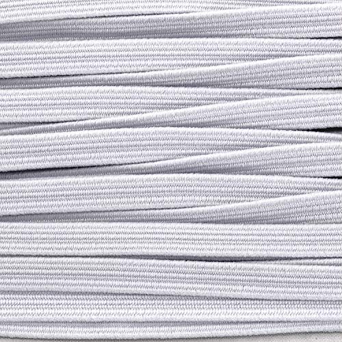 12mm X 100 M. Blanco Elástico Cable para Calidad Costura y Pasamanería - Cuerda Fabricación Pretinas, Tiras, Pulseras, Lencería, Listones Tela Manualidades - Rollo de Suave Material