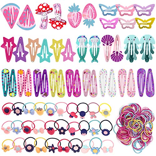 172pcs Accesoris de Pelo para Niña, 42pcs Clips Pelo Bebe Niña y 130pcs Gomas Pelo Niña, Pinzas de Pelo Horquillas para Niña Bebe Infantiles (A)