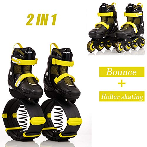 2 En 1 Botas De Salto Y Patines En Línea Para Niños Adultos,Zapatos De Rebote Para Niños Y Palas De Rodillo Cambiar A Voluntad Zapatos De Salto Para Ejercicio En Interiores Y Exteriores,Red-M（33-37）