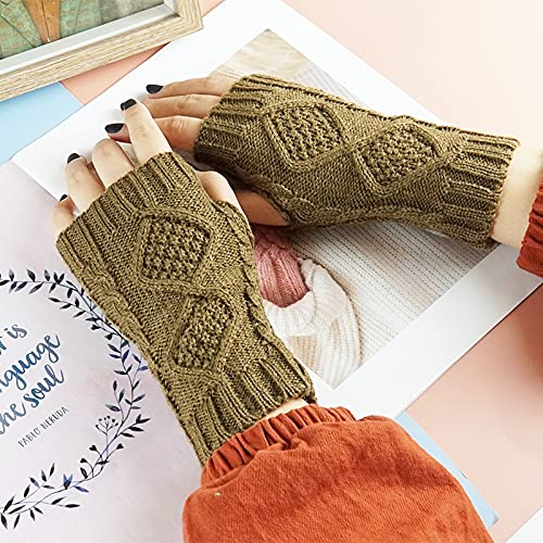 2 Pares Medio Dedos Mitones ,Invierno Guantes de Punto de Mitad,Calentadores sin Dedos,Guantes de Invierno sin Dedos ,Adecuado para el Trabajo Diario de Hombres y Mujeres Adultos.