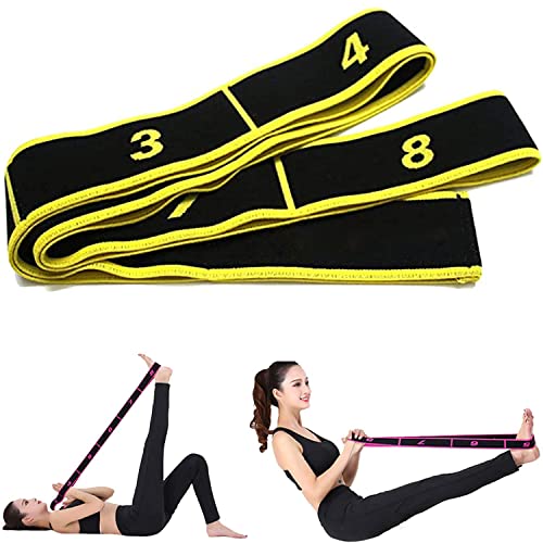 2 Piezas Banda Elástica de Yoga, Bandas Elásticas para Pilates, Bandas Latinas de Resistencia, Banda de Ejercicio Ajustable de Múltiples Bucles, para Fitness, Baile, Gimnasia (Rojo + Amarillo)