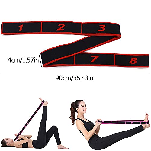 2 Piezas Banda Elástica de Yoga, Bandas Elásticas para Pilates, Bandas Latinas de Resistencia, Banda de Ejercicio Ajustable de Múltiples Bucles, para Fitness, Baile, Gimnasia (Rojo + Amarillo)