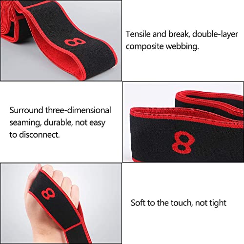 2 Piezas Banda Elástica de Yoga, Bandas Elásticas para Pilates, Bandas Latinas de Resistencia, Banda de Ejercicio Ajustable de Múltiples Bucles, para Fitness, Baile, Gimnasia (Rojo + Amarillo)