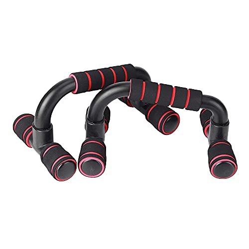 2 Piezas Soportes para Flexiones, Soporte Push-Up Tipo H, Flexiones de plástico, Soporte Profesional para Flexiones, para Rensa de Pecho, Fitness, Entrenamiento Muscular(Rojo)