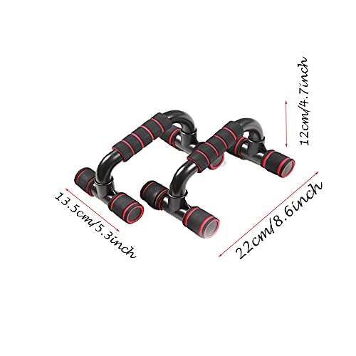 2 Piezas Soportes para Flexiones, Soporte Push-Up Tipo H, Flexiones de plástico, Soporte Profesional para Flexiones, para Rensa de Pecho, Fitness, Entrenamiento Muscular(Rojo)