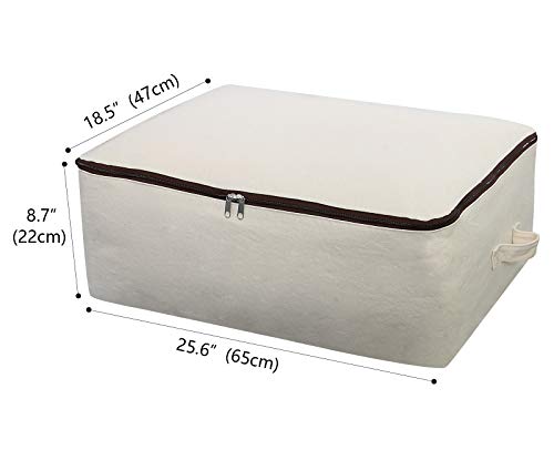 2 Unidades de Lona de algodón 100% Natural, 12 onzas de Grosor, Suave y Transpirable, Organizador para Ropa de Cama, edredones, Almohadas, Mantas, Ropa, 65 x 47 x 22 cm, Beige