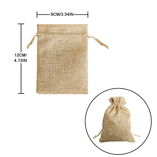 20 Pcs Bolsas De Yute con cordón Ajustable Bolsas de Regalo Bolsa de Lino para Joyas, el Bricolaje, Artesanales, Reuniones, Bodas, aco Navidad, Saco carbón, bolsitas Regalos（ 9x12cm ）