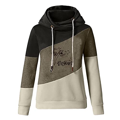 2021 Sudadera con Capucha para Mujer, Moda Manga Larga casual Patchwork Sudaderas Cortos Invierno Jersey con Capucha Mujer Otoño Primavera Blusa Tops tumblr Suéter Mujer Abrigo deportiva