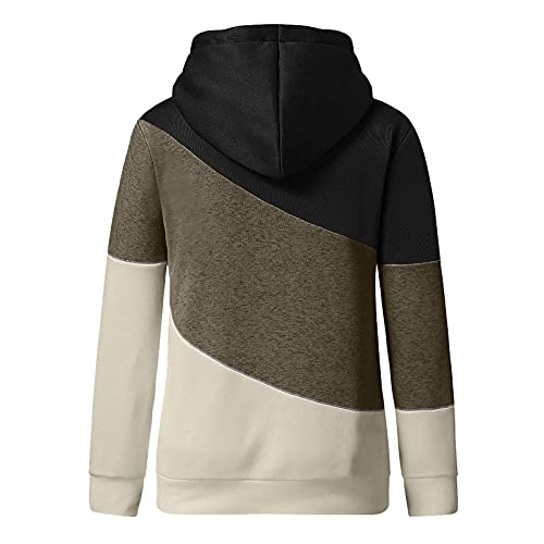 2021 Sudadera con Capucha para Mujer, Moda Manga Larga casual Patchwork Sudaderas Cortos Invierno Jersey con Capucha Mujer Otoño Primavera Blusa Tops tumblr Suéter Mujer Abrigo deportiva