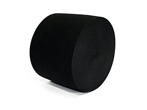 25M Banda Elastica Costura, Cinta Elásticas Planas Artesanía, Cinta Elastica ancho, Banda Elastica Plana Ancho, Cinta Elastica Negro,Tejido elástico de Costura, Cintas de Coser Negro (50MM X 25M)