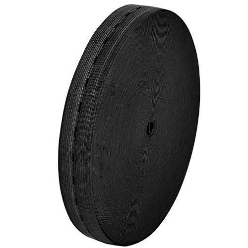 25M Elásticas Banda con Ojal, Planas Cinta de elástico de Costura,Cinta con Agujero de Botón,Cinta Planas Ojal, Maternidad Ropa, Coser, Ropa Personalizada, DIY. (25 m x 20 mm) Negro