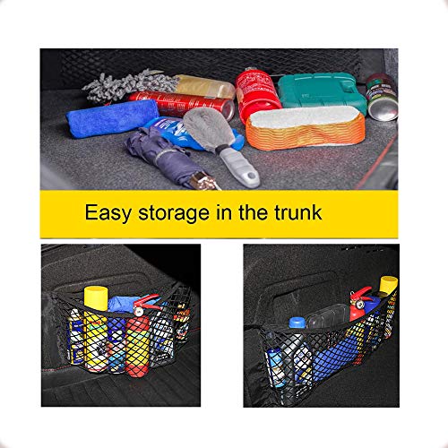 2PCS Red de Almacenamiento, 60X25CM, Bolsa de Organizador Tronco de Coche con Redes de Bolsillos Elástica, Botellas, comestibles, almacenaje Agregar organizadores para Carro de automóviles