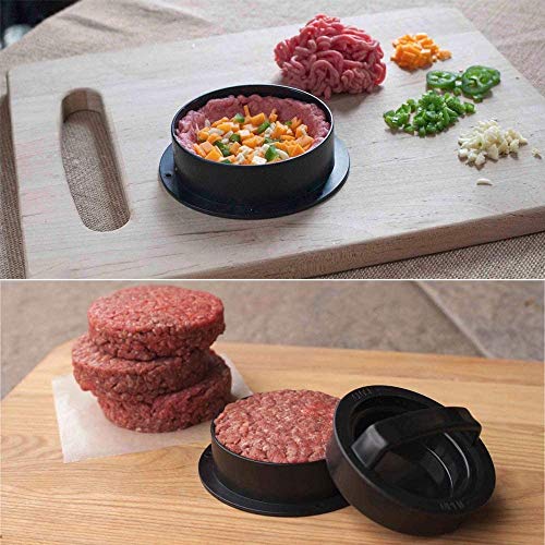 3-en-1 Molde Hamburguesas,Prensa Hamburguesas con Papel de Hamburguesa 50Pzs para Bbq, Hamburguesera,Hamburguesa,Hamburguesas Maquina para Prensar Carne Picada Barbacoa o Parrilla (negro)