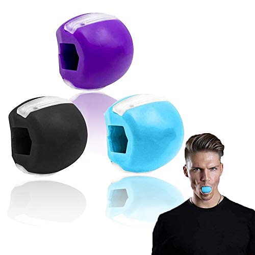 3 piezas Jawline Exerciser Fitness Ball,Ejercitador Mentón Masticable, Mandíbula Entrenamiento Equipo,Jaw Exerciser Ejercicios Pelotas Facial,Bola Ejercitador Papada