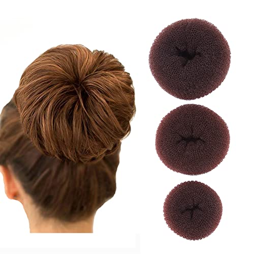 3 unids donut Hair Bun Maker anillo estilo moño Set Chignon Hair Doughnut Shape Hair Styling Tool para mujeres niñas grande+medio+pequeño)