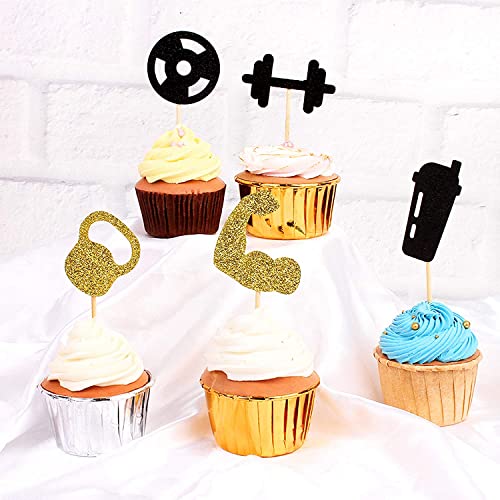 30 pcs fitness Cupcake Toppers vasos de agua, guantes de boxeo fitness deportes decoración de fiesta temática