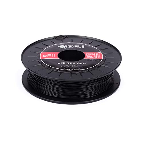 3DFILS - Filamento flexible para impresión 3D eFil TPU 60D: 1.75 mm, 250 g, Negro