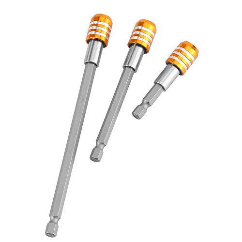 3Pcs 1/4 "Soporte de broca magnética de vástago hexagonal Barra de extensión de cambio rápido para destornillador de taladro eléctrico （Amarillo）