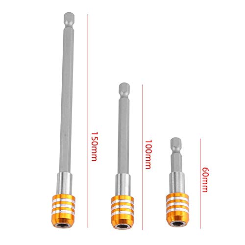 3Pcs 1/4 "Soporte de broca magnética de vástago hexagonal Barra de extensión de cambio rápido para destornillador de taladro eléctrico （Amarillo）