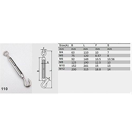 4 cables tensores Veda®, de acero inoxidable 304 y con gancho M4