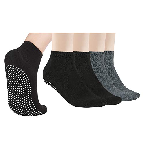 4 Pares de Calcetines Antideslizantes Para Mujeres y Hombres Calcetines de Agarre Para Yoga Barra en Casa Pilates Entrenamiento en el Hospital