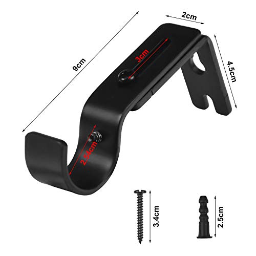 4 Piezas Ajustable Soportes de Barra de Cortina con Tornillo, Ganchos para Soporte de Pared para Riel de Cortina, Soporte de Poste de Cortina de Metal para Hogar Dormitorio Oficina (Plateado)