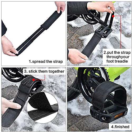 4 Piezas Correas de Pedal de Bicicleta, Toe Clips Straps Cinta Correas de Velcro， para Girar Bicicleta de Ejercicio Bicicleta de hogar o Gimnasio Ciclo （Negro/Azul ）.