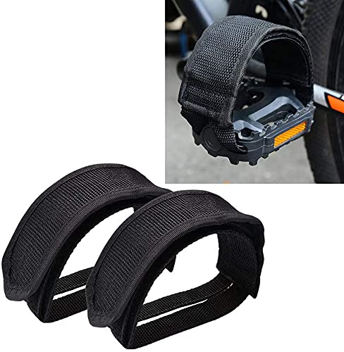 4 Piezas Correas de Pedal de Bicicleta, Toe Clips Straps Cinta Correas de Velcro， para Girar Bicicleta de Ejercicio Bicicleta de hogar o Gimnasio Ciclo （Negro/Rojo ）.